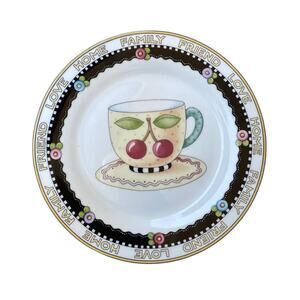 Salad plate, Mary Engelbreit, Love, Home, Family,  pattern "Cup and Saucer" 2001